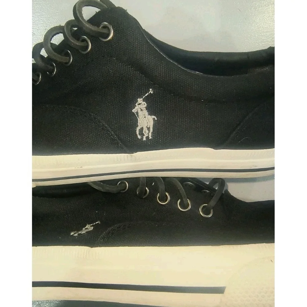 Polo Ralph Lauren Vaughn Canvas Suede Shoes Men's 10 D Boat Comfort Black